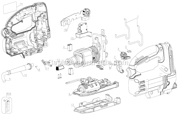 Page A Diagram and Parts List for PC600JS Type 2 Porter Cable Jig Saw